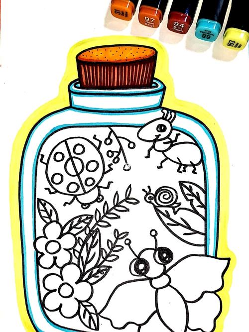 瓶子里的昆虫 创意儿童画 简笔画 线描_儿童画_简笔画