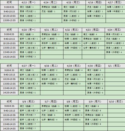 北京中小学空中课堂课程表完整版公布4月13日
