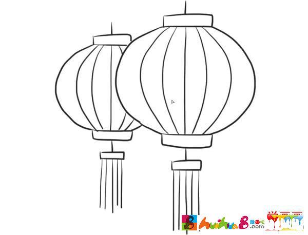 新年春节灯笼简笔画步骤图片教程怎么画简笔画教程_吧