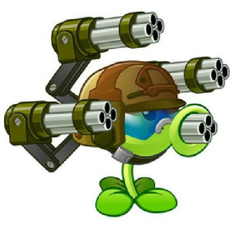 一棵正在瞄准机枪豌豆