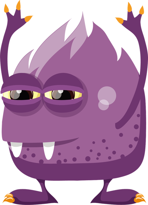 卡通手绘紫色大眼怪物