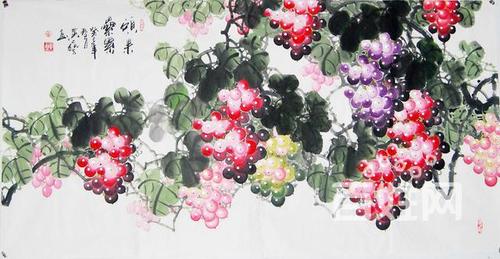 国画家黄艺老师四尺整张葡萄作品送礼收藏装饰