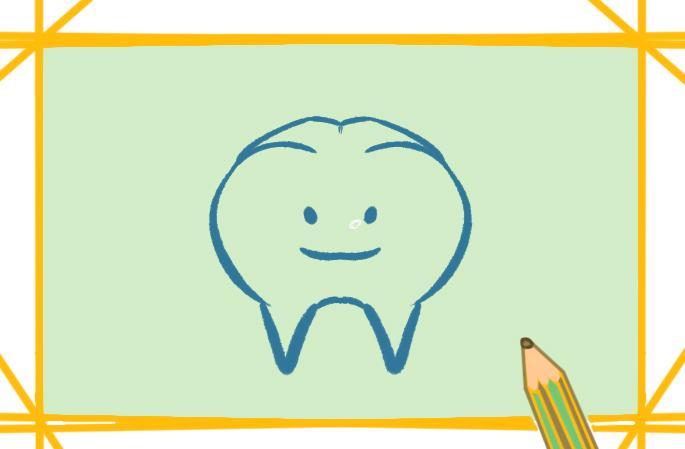 漂亮的牙齿上色简笔画图片教程