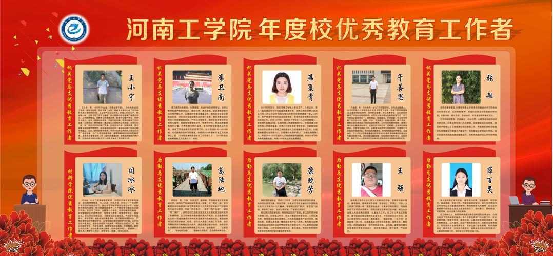 河南工学院优秀教师,优秀教育工作者宣传栏