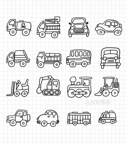 简笔画|零基础手绘交通工具小汽车手帐素材_简笔画_手帐_手绘_素材