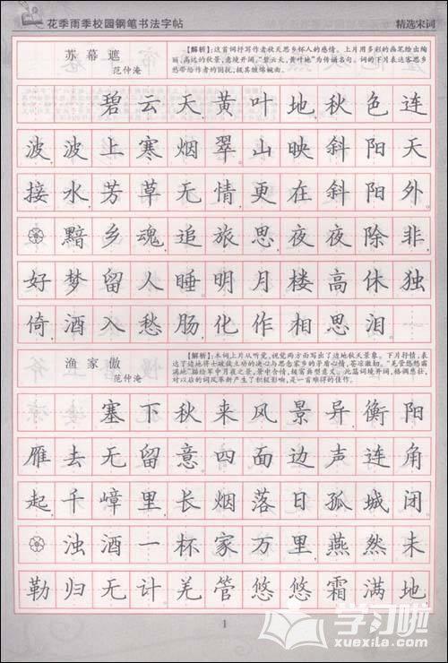 经典的唐诗宋词钢笔书法作品