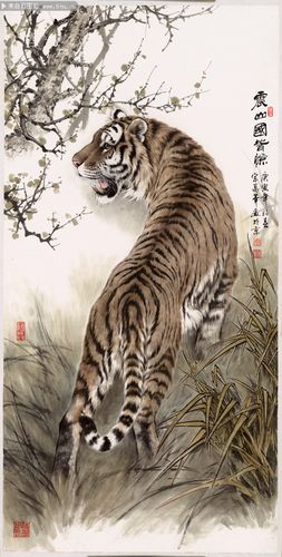 主题为国画老虎,可用作老虎装饰画,中国风装饰画,名人名画,工笔画等