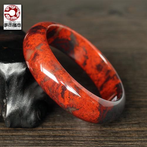 正品天然鸡血石桂林鸡血玉手镯女款飘花乾坤料玉石镯子精品带证书