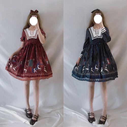 lolita连衣裙 学院风_日系软妹服学院风洛丽塔日常lolita海军领少女心