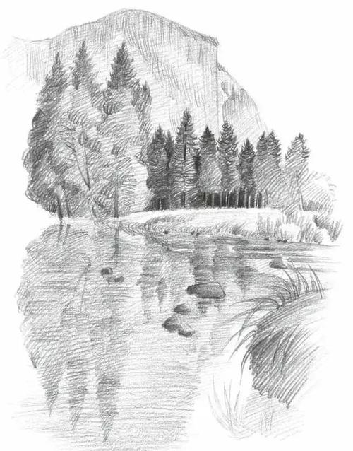 素描风景教程:远山的画法_素描学习入门_零二七艺考