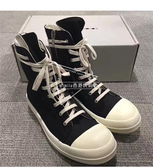 代购rick owens女鞋高帮鞋帆布牛皮男鞋ro低帮板鞋情侣休闲运动鞋_7折