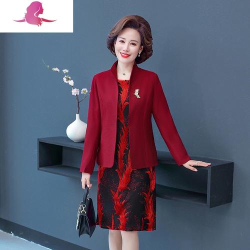 艳如飞喜婆婆婚宴两件套装中年妈妈结婚礼服洋气高贵裙子中老年春装