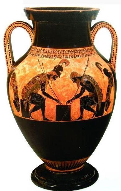 古希腊瓶画《阿喀琉斯和埃阿斯掷骰子》