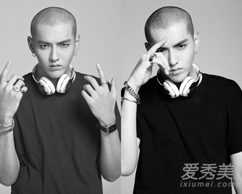 吴亦凡光头写真造型,嘻哈风造型变身摇滚型男,理得接近头皮的寸头