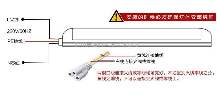 t8t5分体一体led灯管接线图三线怎么接线