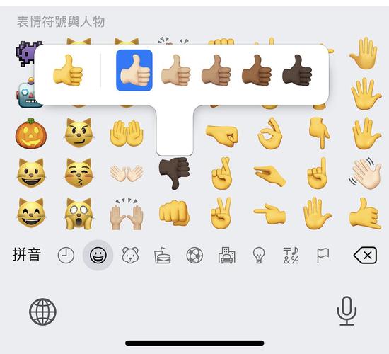 ios的表情符号有一个小手不可以调整颜色