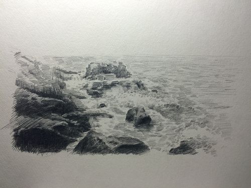 大晚上被逼的画了一次素描大海.