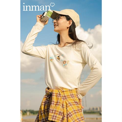 茵曼女装旗舰店2021年秋冬新款长袖上衣秋衣打底t恤