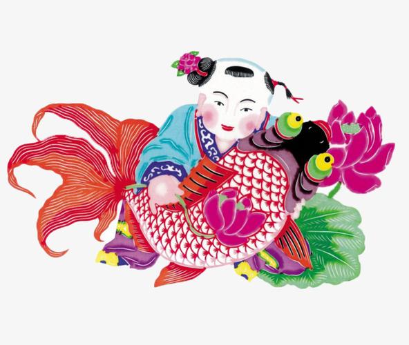 抱鱼的人手绘画小鱼人物矢量图装饰矢量装饰  