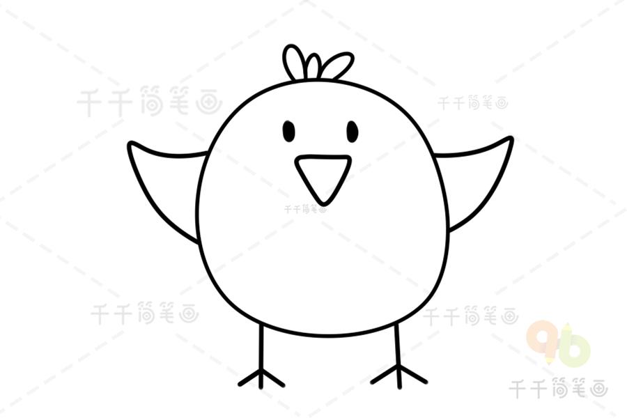 小鸡简笔画分步画法