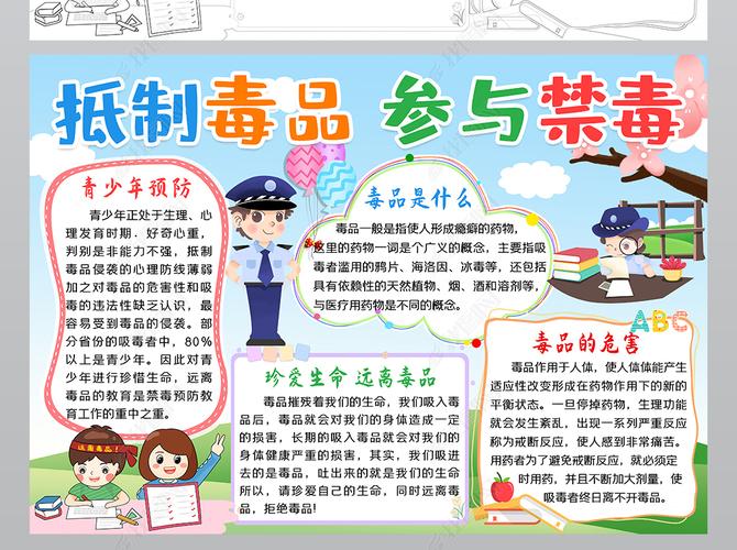 原创国际禁毒日珍爱生命远离毒品手抄电子小报模板版权可商用