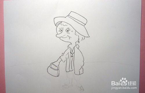 老太太素描简笔画
