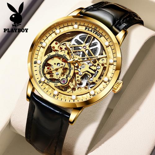 花花公子(playboy)手表男十大名表全自动机械表男士正品防水镂空运动