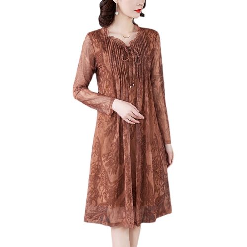 古贝2021春装新款唯品品牌女装水云间妈妈连衣裙