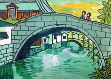 儿童怎么画桥的图片