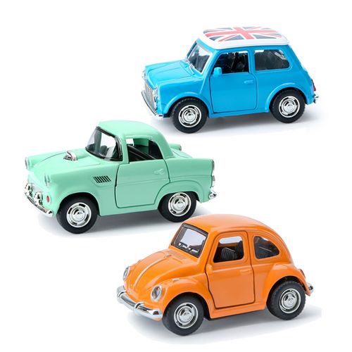 知识花园1:38 q版甲壳虫声光回力合金车 橙色 双开门