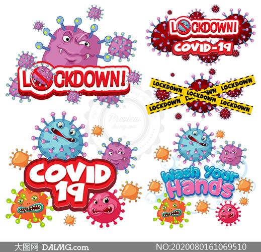 面部狰狞的新冠病毒卡通创意矢量图