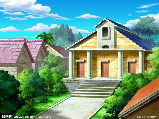 谁又动漫一点,两点,三点场景的(房子) 别太难,考试要画