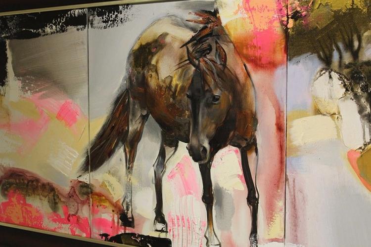 蒙古国当代艺术家b.batjin的蒙古风景画