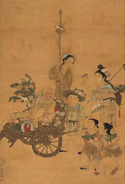 明代画家仇英《老绢本人物画珍品》