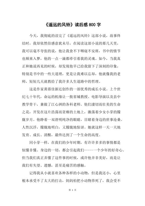 《遥远的风铃》读后感800字