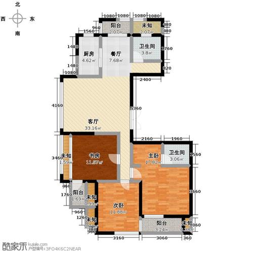 广厦天都城爵士花园140.00㎡4,7,9号楼b户型3室2厅2卫