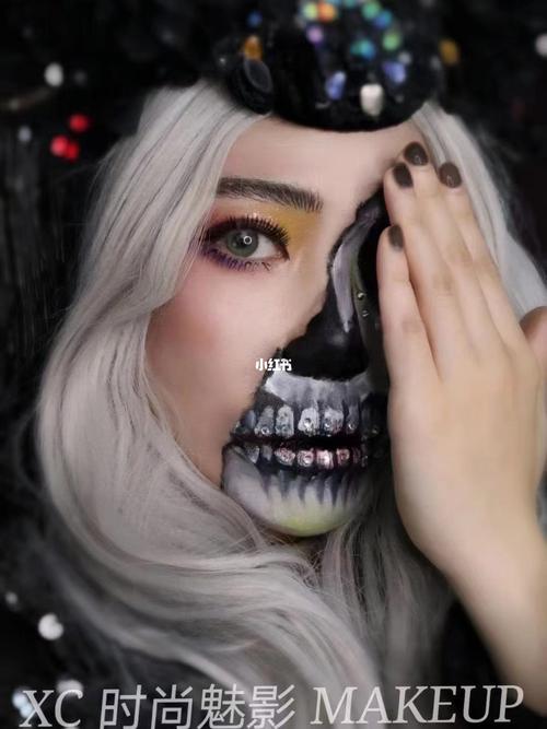 今日彩妆分享～骷髅妆_骷髅_彩妆_时尚_彩绘_美妆_彩妆