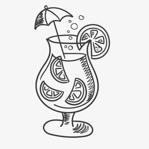 夏日卡通手绘饮品柠檬果汁