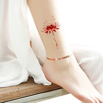 支持国货印象可牛彼岸花纹身贴防水女性感曼珠沙华地狱少女锁骨脚踝