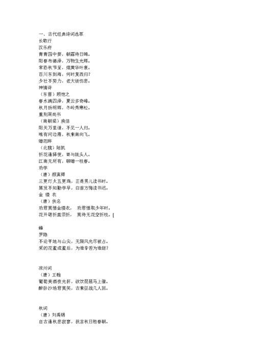 古代现代经典诗词文选选萃.doc