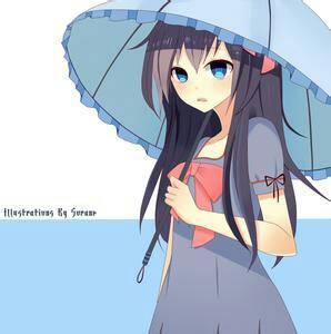 日本动漫头像小男孩撑着伞