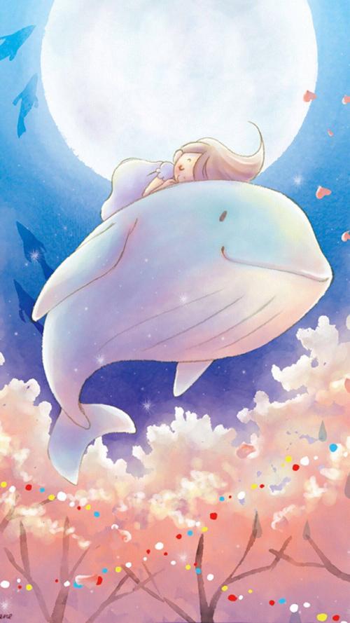 『沫沫』动漫原创 插画手绘 二次元 唯美 萌 可爱 鲸鱼 壁纸