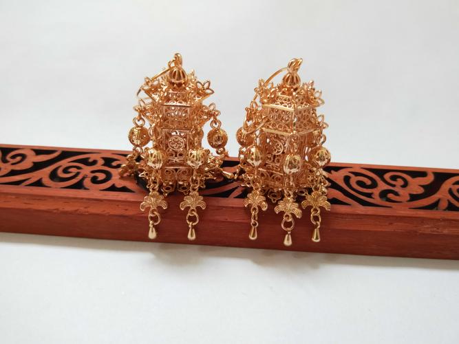 文物汉服配饰花丝亭台阁楼宫灯灯笼耳环大明发饰