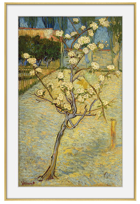 风景油画竖版轻奢客厅过道装饰画 梵高-梨花树