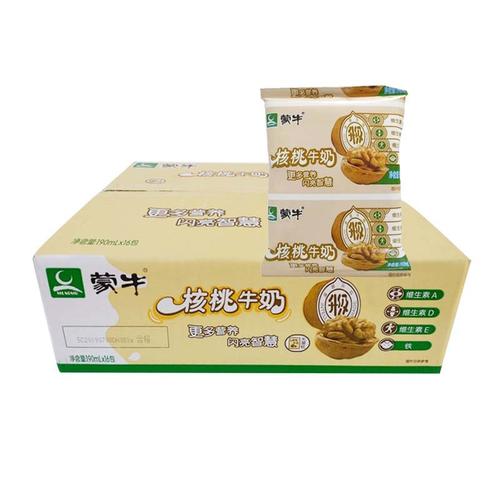 蒙牛核桃味牛奶整箱190ml16包纸袋装学生早餐核桃奶无菌枕