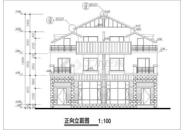 三层独栋别墅建筑施工图纸含平立面图