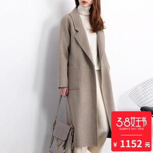 大牌 双面呢手工毛呢外套2017新款羊毛双面绒长款双面羊绒大衣女