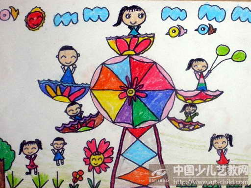 有关游乐园的儿童画图片展示