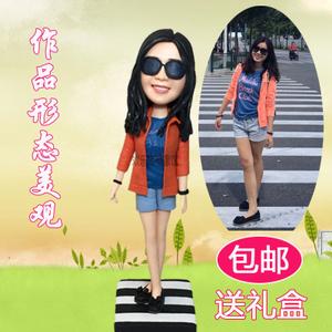 软陶人偶真人公仔陶瓷娃娃照片定做结婚生日礼物泥人蜡像塑像手办