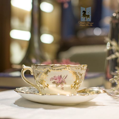 西洋古董英国coalport科尔波特手绘描金咖啡杯茶杯组